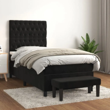 vidaXL fekete bársony rugós ágy matraccal 80 x 200 cm ágy és ágykellék