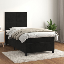 vidaXL fekete bársony rugós ágy matraccal 80 x 200 cm ágy és ágykellék