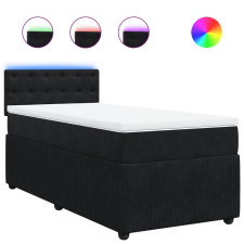 vidaXL fekete bársony rugós ágy matraccal 80 x 200 cm (3289904) ágy és ágykellék