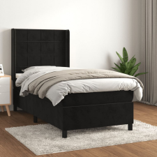 vidaXL fekete bársony rugós ágy matraccal 90 x 200 cm ágy és ágykellék