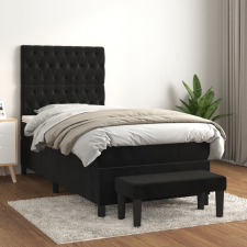 vidaXL fekete bársony rugós ágy matraccal 90 x 200 cm ágy és ágykellék