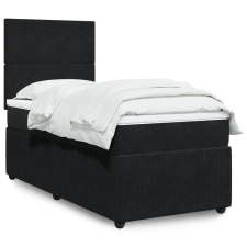 vidaXL fekete bársony rugós ágy matraccal 90 x 200 cm ágy és ágykellék