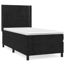 vidaXL fekete bársony rugós ágy matraccal 90 x 200 cm (3132599) ágy és ágykellék