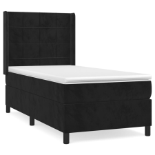 vidaXL fekete bársony rugós ágy matraccal 90 x 200 cm (3132659) ágy és ágykellék