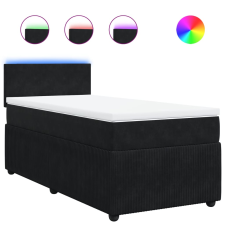 vidaXL fekete bársony rugós ágy matraccal 90 x 200 cm (3289934) ágy és ágykellék