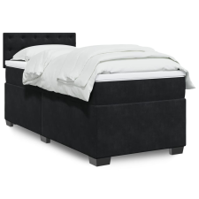 vidaXL fekete bársony rugós ágy matraccal 90x190 cm ágy és ágykellék