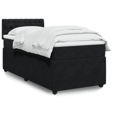 vidaXL fekete bársony rugós ágy matraccal 90x190 cm ágy és ágykellék