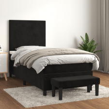 vidaXL fekete bársony rugós ágy matraccal 90x190 cm ágy és ágykellék