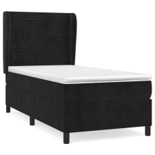 vidaXL fekete bársony rugós ágy matraccal 90x190 cm (3129245) ágy és ágykellék