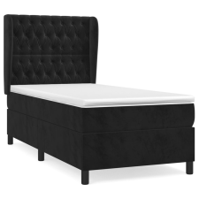 vidaXL fekete bársony rugós ágy matraccal 90x190 cm (3129365) ágy és ágykellék