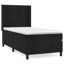 vidaXL fekete bársony rugós ágy matraccal 90x190 cm (3132773) ágy és ágykellék