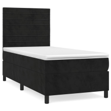 vidaXL fekete bársony rugós ágy matraccal 90x190 cm (3143057) ágy és ágykellék