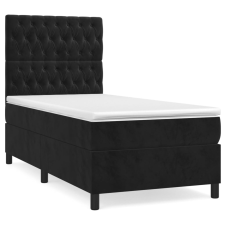 vidaXL fekete bársony rugós ágy matraccal 90x190 cm (3143177) ágy és ágykellék