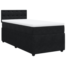 vidaXL fekete bársony rugós ágy matraccal 90x190 cm (3287616) ágy és ágykellék