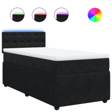 vidaXL fekete bársony rugós ágy matraccal 90x190 cm (3289916) ágy és ágykellék