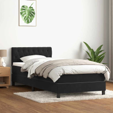 vidaXL fekete bársony rugós ágy matraccal 90x210 cm ágy és ágykellék
