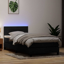 vidaXL fekete bársony rugós ágy matraccal 90x210 cm ágy és ágykellék