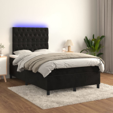 vidaXL fekete bársony rugós és LED-es ágy matraccal 120x200 cm ágy és ágykellék