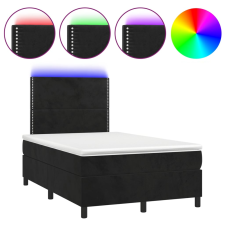 vidaXL fekete bársony rugós és LED-es ágy matraccal 120x200 cm (3136055) ágy és ágykellék