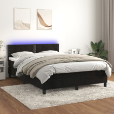 vidaXL Fekete bársony rugós és led-es ágy matraccal 140x190 cm ágy és ágykellék