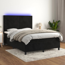 vidaXL fekete bársony rugós és LED-es ágy matraccal 140x200 cm ágy és ágykellék