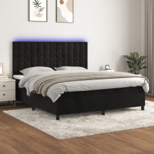 vidaXL Fekete bársony rugós és LED-es ágy matraccal 180x200 cm ágy és ágykellék
