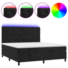 vidaXL fekete bársony rugós és LED-es ágy matraccal 180x200 cm (3136319) ágy és ágykellék