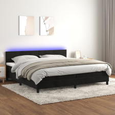vidaXL fekete bársony rugós és LED-es ágy matraccal 200x200 cm ágy és ágykellék