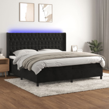 vidaXL fekete bársony rugós és LED-es ágy matraccal 200x200 cm ágy és ágykellék
