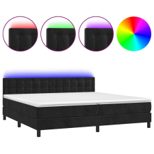 vidaXL fekete bársony rugós és LED-es ágy matraccal 200x200 cm (3134665) ágy és ágykellék
