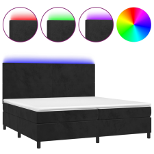 vidaXL fekete bársony rugós és LED-es ágy matraccal 200x200 cm (3136025) ágy és ágykellék