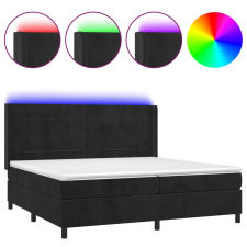 vidaXL fekete bársony rugós és LED-es ágy matraccal 200x200 cm (3139585) ágy és ágykellék