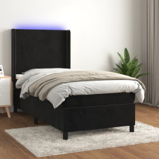 vidaXL fekete bársony rugós és LED-es ágy matraccal 80 x 200 cm ágy és ágykellék
