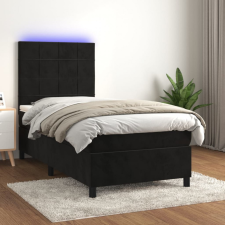 vidaXL fekete bársony rugós és LED-es ágy matraccal 90x190 cm ágy és ágykellék