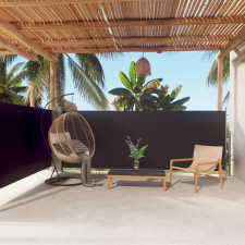 vidaXL fekete behúzható oldalsó napellenző 140 x 600 cm kerti bútor