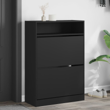 vidaXL fekete cipőszekrény 2 kihajtható fiókkal 80 x 34 x 116 cm bútor