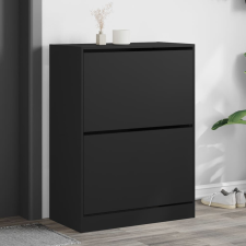 vidaXL Fekete cipőszekrény 2 kihajtható fiókkal 80 x 42 x 108 cm bútor