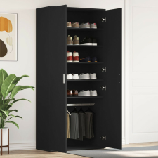vidaXL Fekete Cipőszekrény 80x39x180 cm Mérnöki Fa bútor