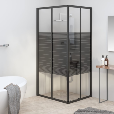 vidaXL fekete csíkos ESG zuhanykabin 90 x 70 x 180 cm kád, zuhanykabin
