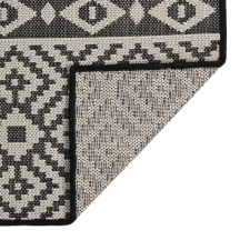 vidaXL fekete csíkos lapos szövésű kültéri szőnyeg 200 x 280 cm lakástextília