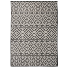 vidaXL fekete csíkos lapos szövésű kültéri szőnyeg 200 x 280 cm lakástextília