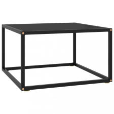 vidaXL fekete dohányzóasztal fekete üveggel 60 x 60 x 35 cm bútor