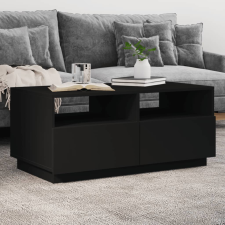vidaXL fekete dohányzóasztal LED-lámpákkal 90x49x40 cm bútor