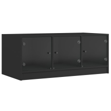 vidaXL fekete dohányzóasztal üvegajtókkal 102 x 50 x 42 cm (836414) bútor