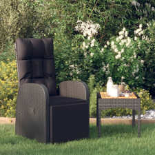 vidaXL Fekete dönthető háttámlás polyrattan kerti szék párnával kerti bútor