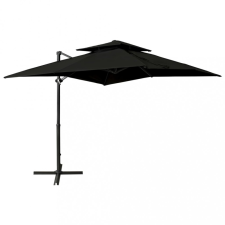 vidaXL Fekete dupla tetejű konzolos napernyő 250 x 250 cm kerti bútor