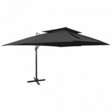 vidaXL fekete dupla tetejű konzolos napernyő 400 x 300 cm kerti bútor