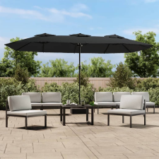 vidaXL fekete dupla tetős napernyő LED-ekkel 449x245 cm kerti bútor