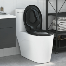 vidaXL Fekete Duroplast Szabvány Tartós WC ülőke Ovális Modern takarító és háztartási eszköz