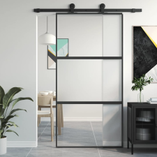 vidaXL fekete edzett üveg és alumínium tolóajtó 102,5 x 205 cm építőanyag